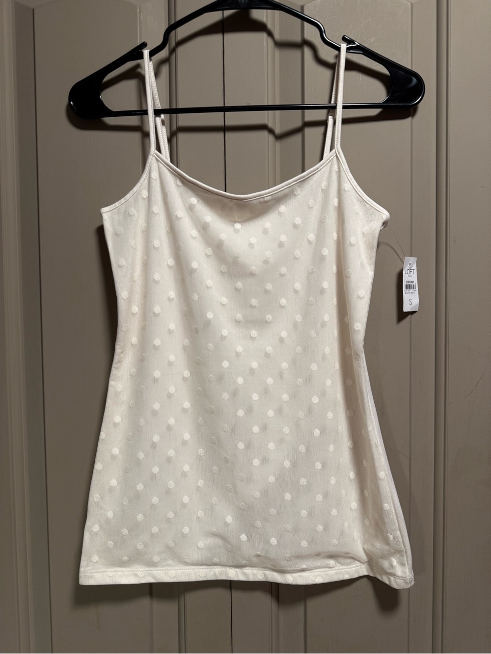 LOFT Cream Swiss Dot Spaghetti Strap Camisole